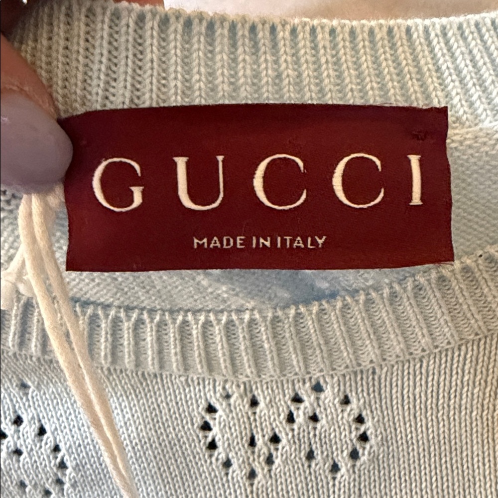 GUCCI | ✨NEW✨ GG Cotton Crewneck Top in Pale Blue - Picture 8 of 10